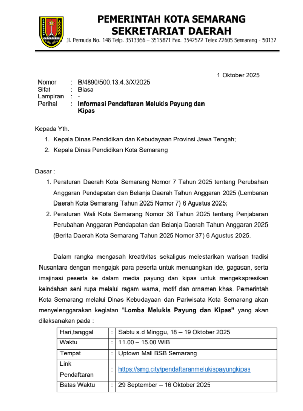 Informasi Pendaftaran Melukis Payung dan Kipas